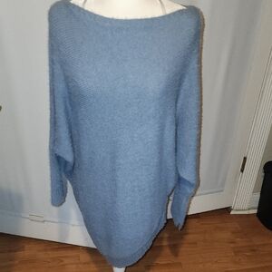 Vici Off-the-Shoulder Blue Sweater
